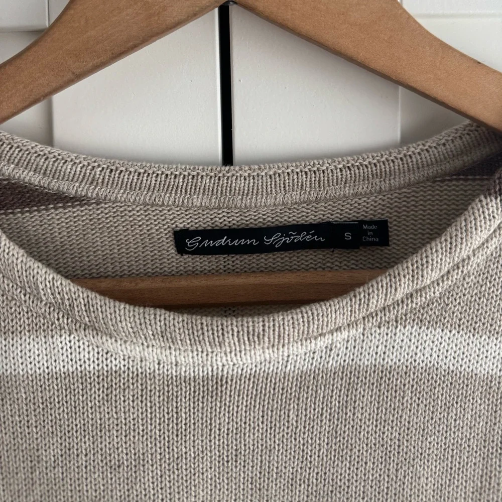 Gudrun Sjoden Striped Linen Organic Cotton Blend Sweater Size Small - Picture 3 of 4